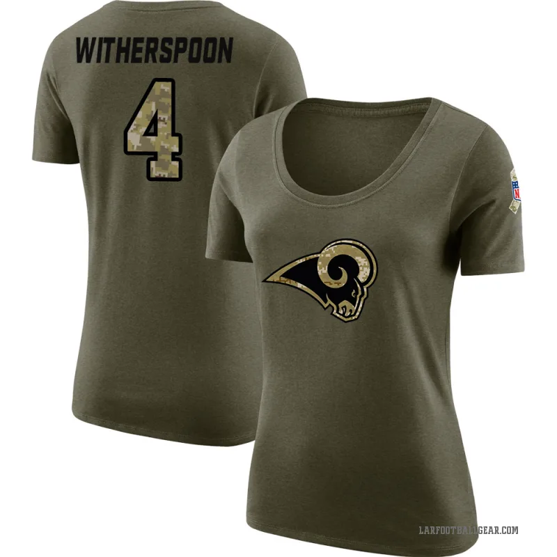 Ahkello Witherspoon Women's Olive Los Angeles Rams Salute to Service Scoop Neck T-Shirt